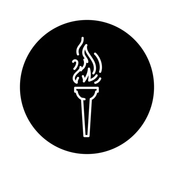 Fire Torch Black Line Icon Pictogram Web Page — Stock Vector