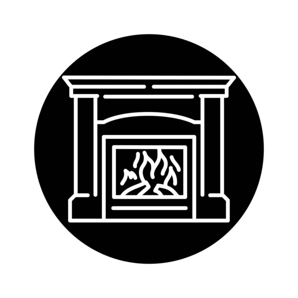 Fireplace Black Line Icon Pictogram Web Page — ストックベクタ