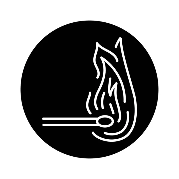 Спичка Черной Иконкой Линии Огня Пиктограмма Веб Страницы — стоковый вектор