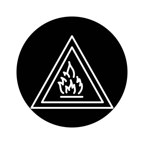 Panneau Avertisseur Danger Incendie Ligne Noire Icône Pictogramme Pour Page — Image vectorielle