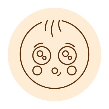 Interested round yellow character  color line icon. Mascot of emotions. 