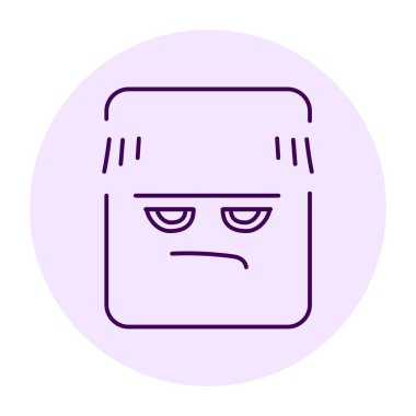 Pofigistic rectangular purple character color line icon. Mascot of emotions. 