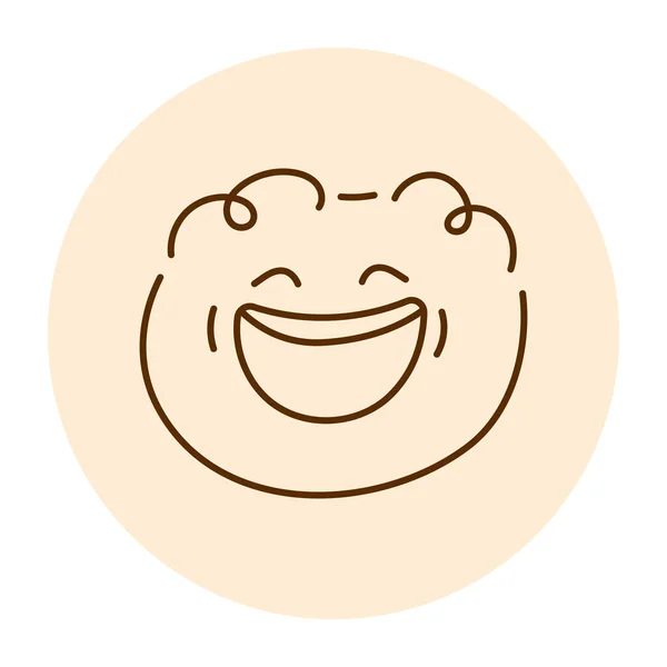 Ícone Linha Cor Personagem Engraçado Rodada Verde Mascote Emoções — Vetor de Stock
