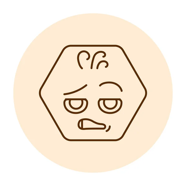 Icône Hexagonale Ligne Couleur Orange Mascotte Des Émotions — Image vectorielle