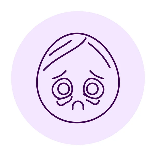 Oval Blue Crying Character Color Line Icon Mascot Emotions — 스톡 벡터