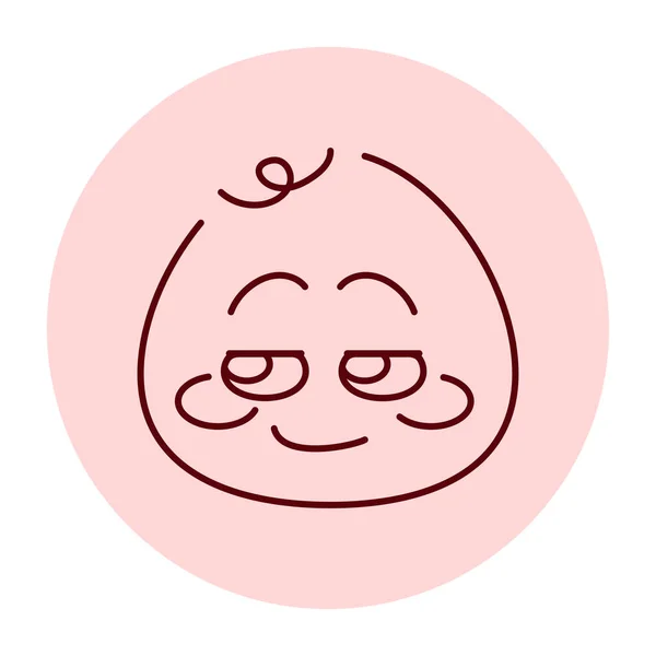 Ροζ Στρογγυλό Χαμογελαστό Εικονίδιο Γραμμή Χρώματος Χαρακτήρα Μασκότ Των Συναισθημάτων — Διανυσματικό Αρχείο