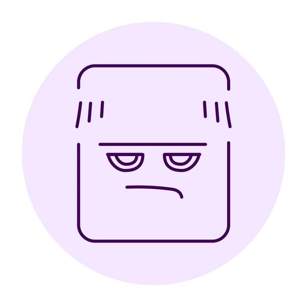 長方形の紫色の文字の線のアイコン 感情のマスコット — ストックベクタ