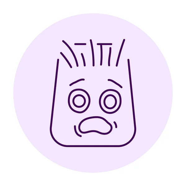 紫色の長方形の怖がっている文字の色ラインアイコン 感情のマスコット — ストックベクタ