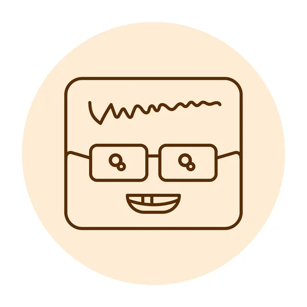 メガネのカラーラインアイコンの正方形のインテリジェントな文字 感情のマスコット — ストックベクタ
