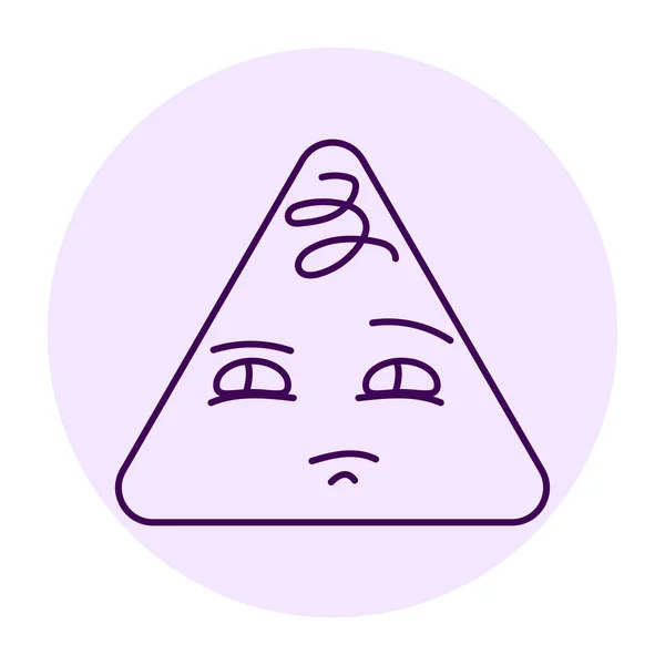 Suspicious Blue Triangular Character Color Line Icon Mascot Emotions — Stok Vektör