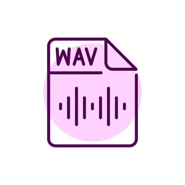 Wav File Color Line Icon Format Extension Documents — ストックベクタ