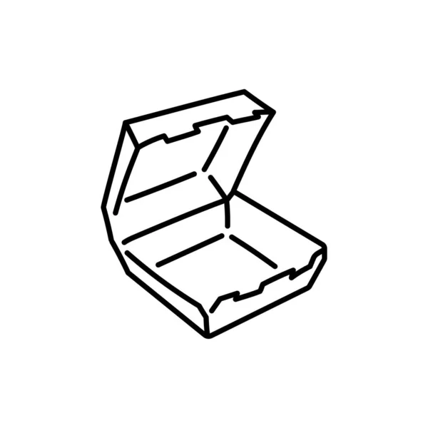 Картонная Коробка Обедом Икона Пищевой Черной Линии — стоковый вектор