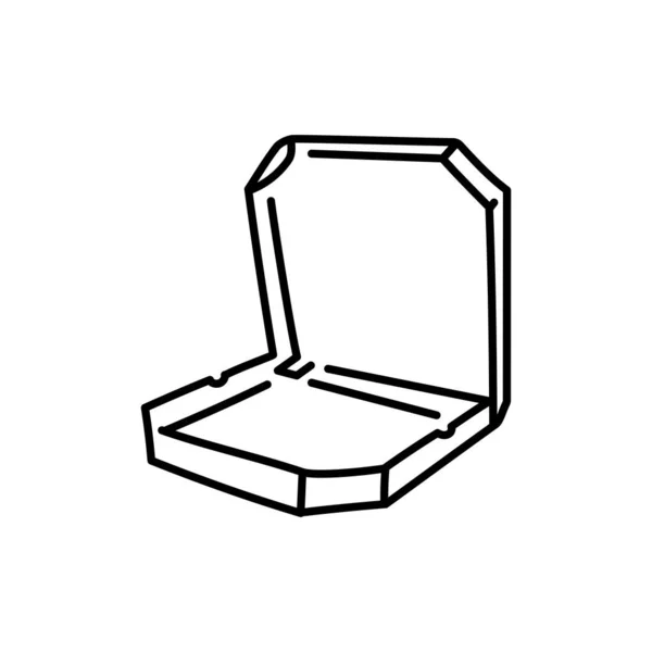Значок Черной Линии Коробки Пиццы Контейнер Быстрого Питания — стоковый вектор