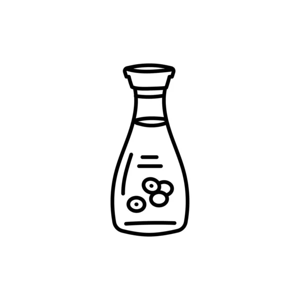 Soy Sauce Glass Bottle Black Line Icon — Stock Vector