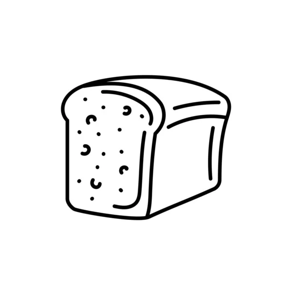Pain Grain Ligne Noire Icône Boulangerie — Image vectorielle
