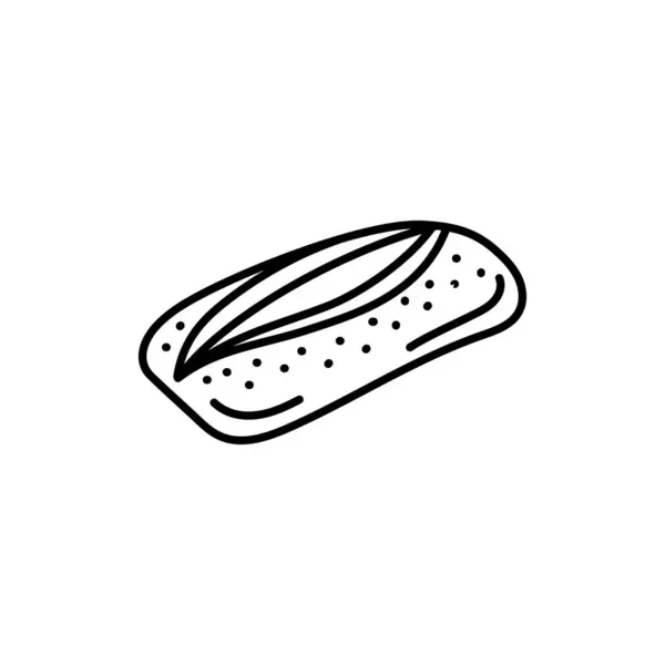 Icono Línea Negra Ciabatta Panadería — Vector de stock
