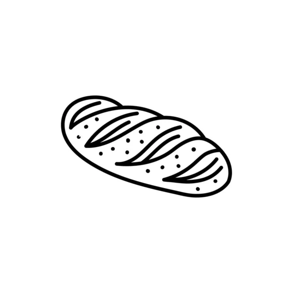 Pain Pain Ligne Noire Icône Boulangerie — Image vectorielle