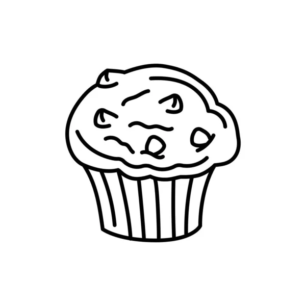 Muffin Schwarze Linie Symbol Bäckerei — Stockvektor