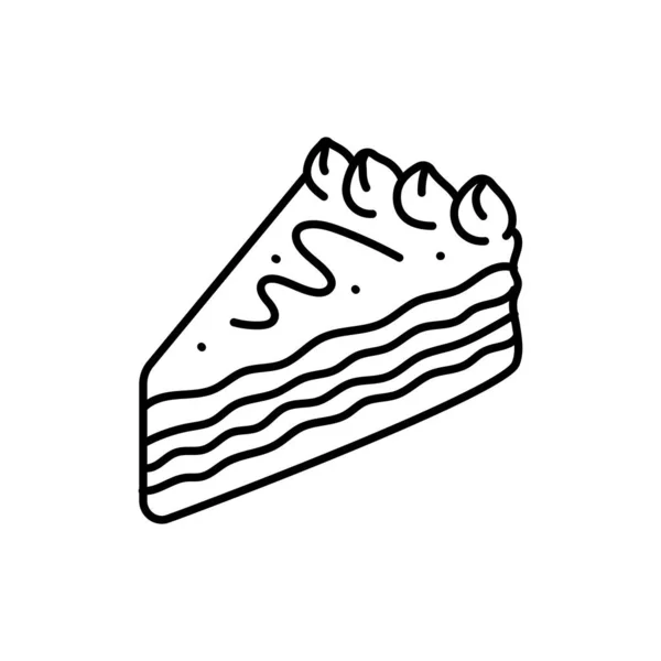 Piece Cake Black Line Icon Bakery — Stock Vector
