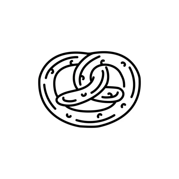 Icône Ligne Noire Bretzel Boulangerie — Image vectorielle