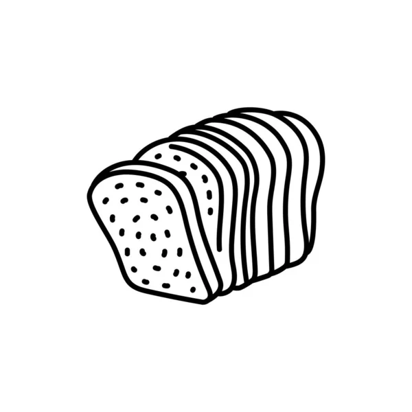 Scheibenbrot Schwarze Linie Symbol Bäckerei — Stockvektor