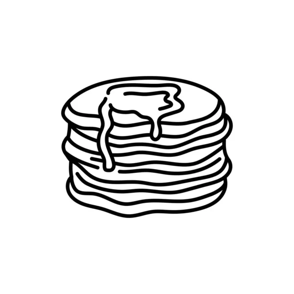 Pancakes Black Line Icon Bakery — Stock Vector
