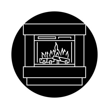 Electric fireplace color line icon. Kitchen device. 