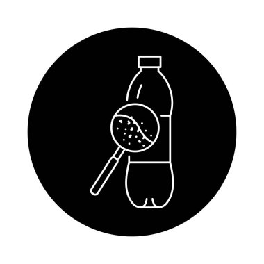 Microplastic in water bottle black line icon. Ocean pollution.