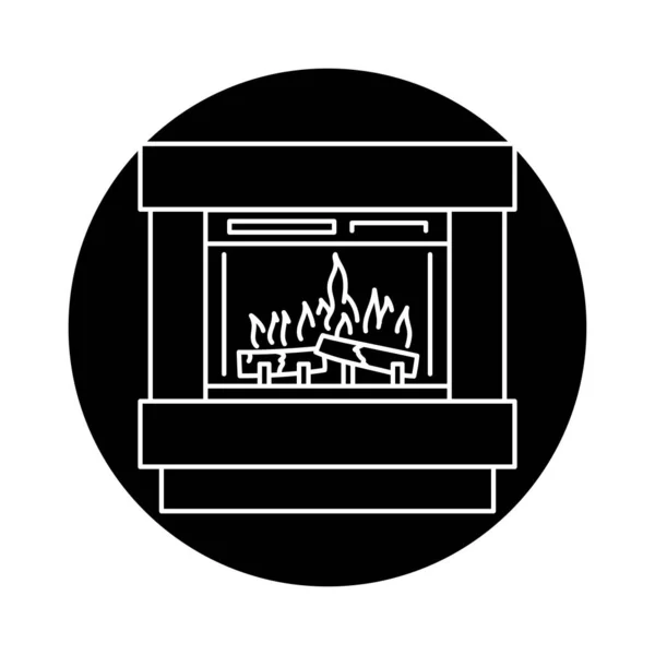 Electric Fireplace Color Line Icon Kitchen Device — Vector de stock