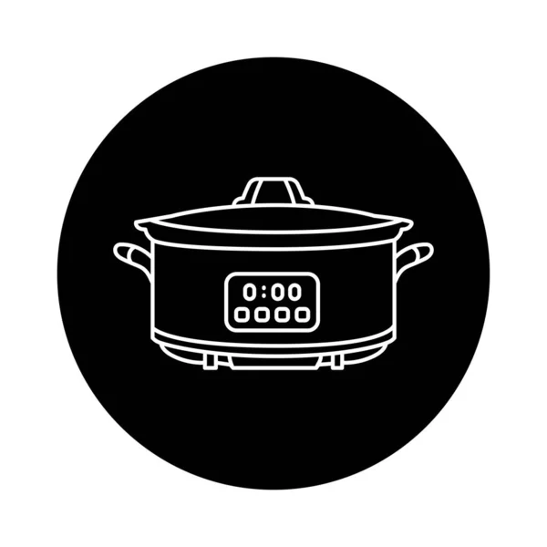 Slow Cooker Color Line Icon Kitchen Device — Stockvector