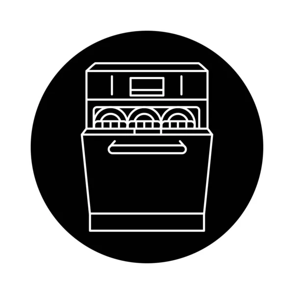Dishwasher Color Line Icon Kitchen Device — Stockvector