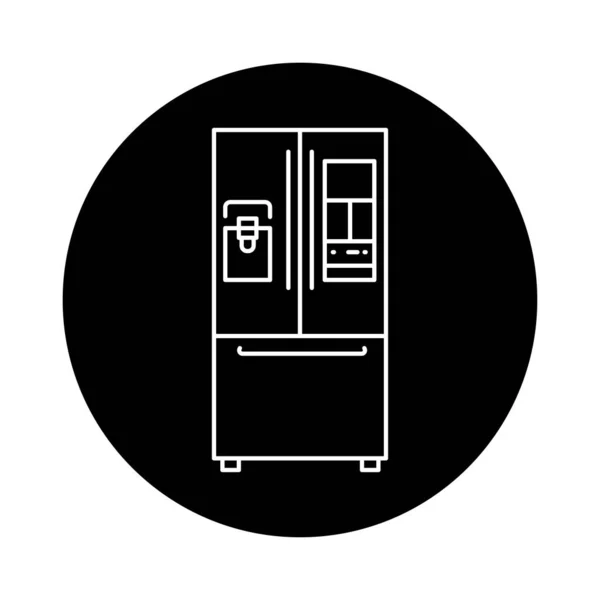 Smart Refrigerator Color Line Icon Kitchen Device — Stock Vector