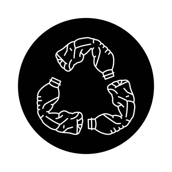 Recycle Symbol Made Used Plastic Bottles Black Line Icon Pictogram — Vettoriale Stock
