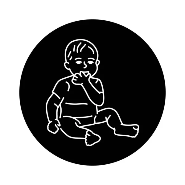 Baby Zit Het Pictogram Van Kleurlijn Peuterontwikkeling — Stockvector