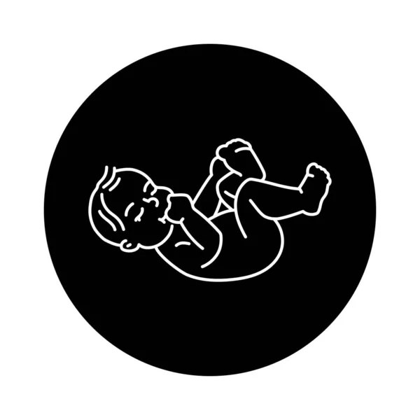 Child Lies His Back Black Line Icon Toddler Development — Vettoriale Stock