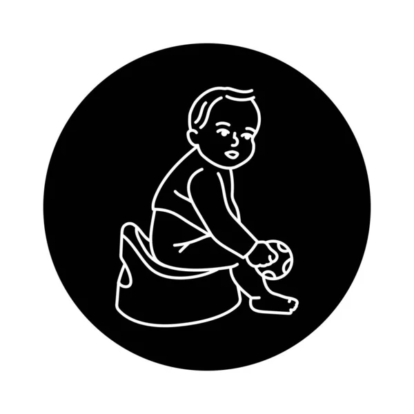 Child Potty Black Line Icon Toddler Development — Stockvektor