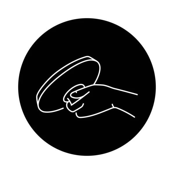 Hand Holding Lid Color Line Icon Cooking Food — Vettoriale Stock