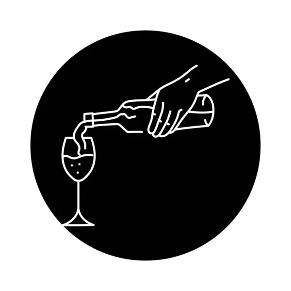 Pour Champagne Color Line Icon Bottle Glass — Image vectorielle