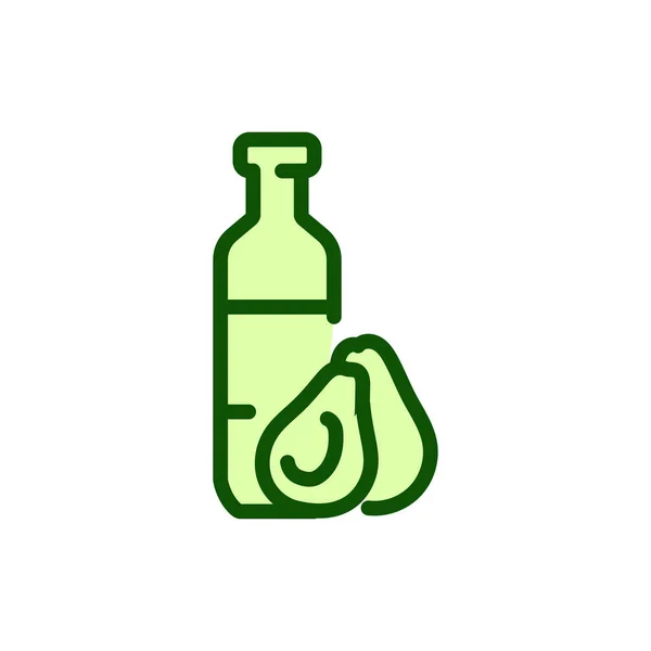 Eine Flasche Jungfräuliches Avocado Ölfarbensymbol Vegetarisches Produkt — Stockvektor
