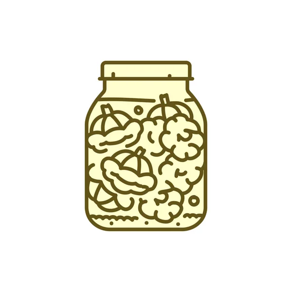Πίκλες Κολοκύθας Εικονίδιο Χρωματικής Γραμμής Βάζου Σπιτικά Κονσερβοποιημένα Τρόφιμα — Διανυσματικό Αρχείο