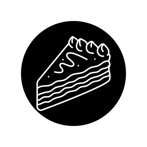 一块蛋糕黑线图标 面包店 — 图库矢量图片