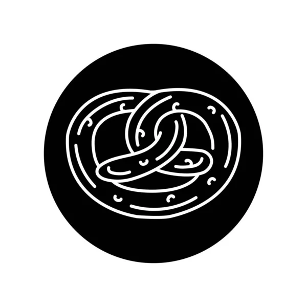 Pretzel Icono Línea Negra Panadería — Vector de stock
