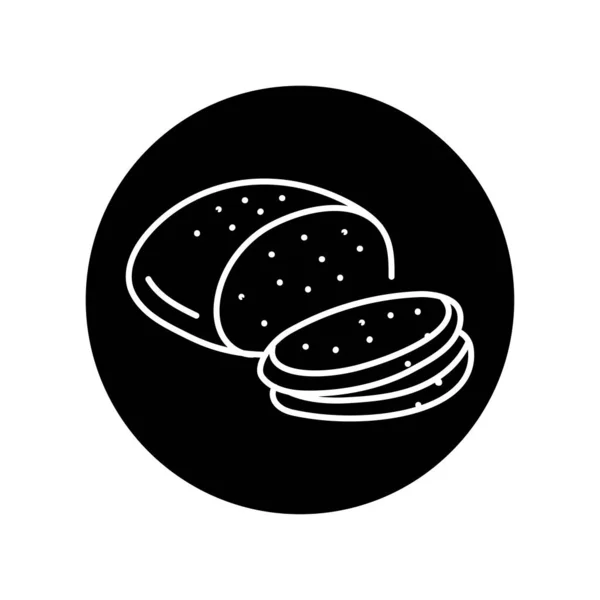 Scheibenbrot Schwarze Linie Symbol Bäckerei — Stockvektor