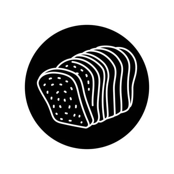 Pan Grano Rodajas Icono Línea Negra Panadería — Vector de stock