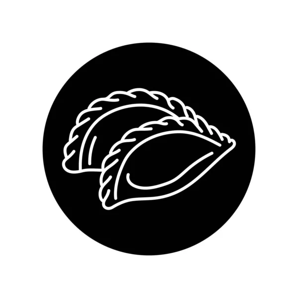 Dulces Bollos Línea Negra Icono Panadería — Vector de stock