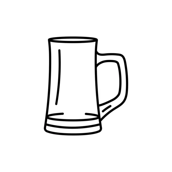 Значок Черной Линии Кружки Пива Посуда — стоковый вектор