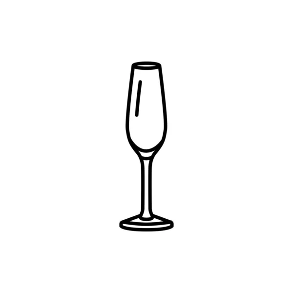 Champagne Black Line Icon Dishware — Stock Vector