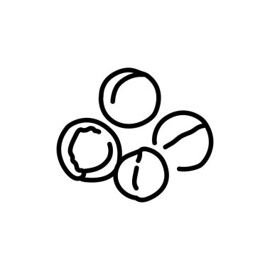 Macadamia fındık siyah çizgi ikonu. Doğal organik süper yiyecek..