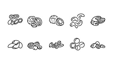 Pistachio siyah çizgi ikonu. Doğal organik süper yiyecek..