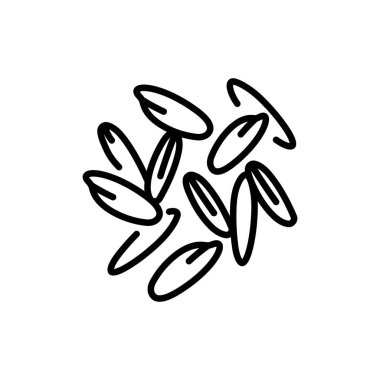 Pirinç siyah çizgi ikonu. Doğal organik süper yiyecek..